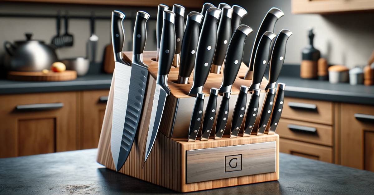 set of fancy kitchen knives