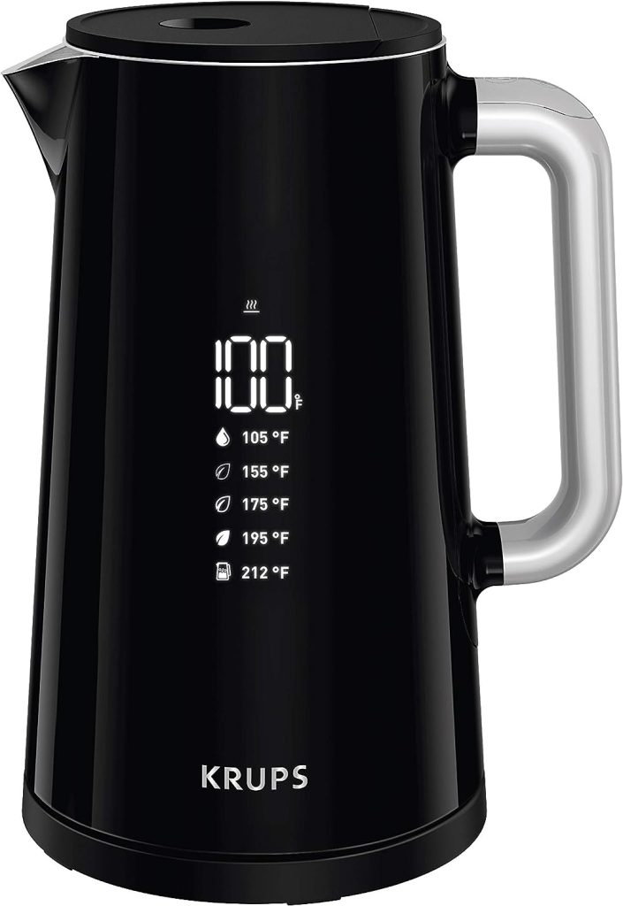 krups smart temp plastic and stainless steel electric kettle