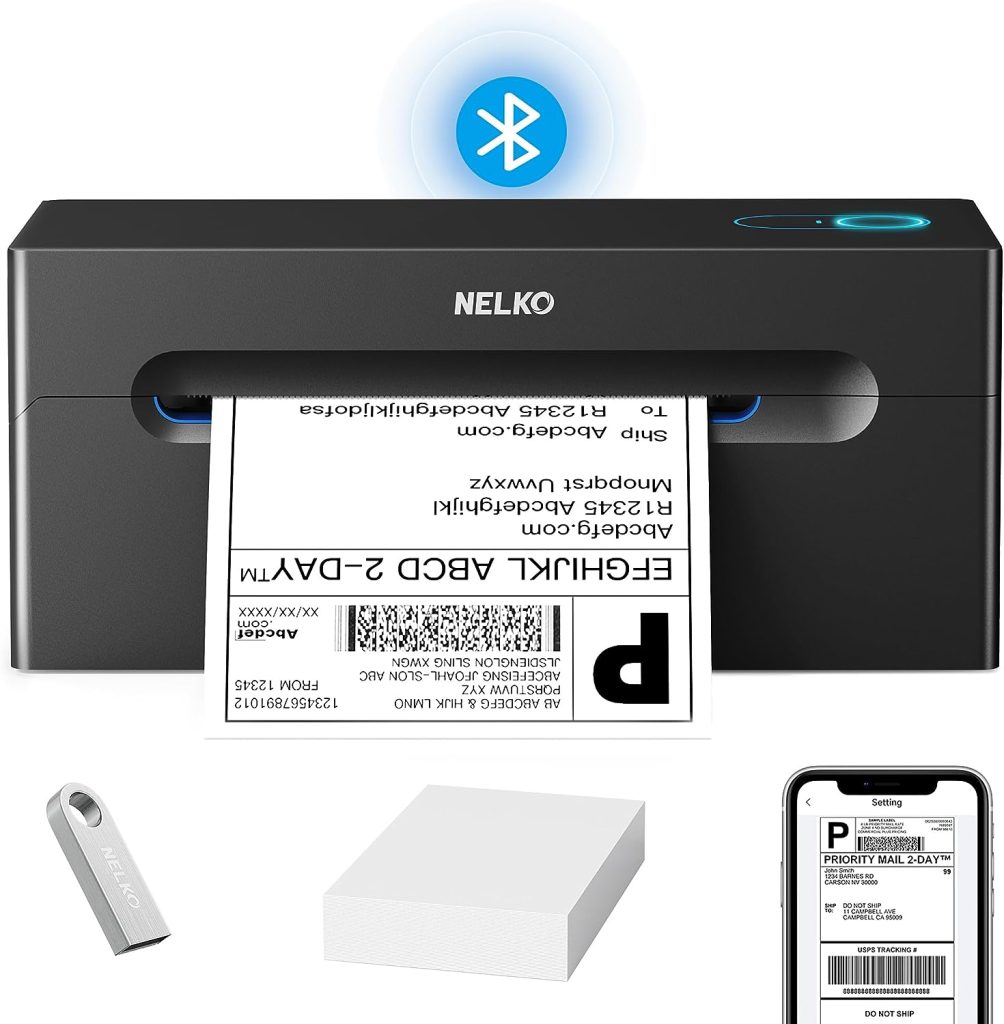 nelko bluetooth thermal shipping label printer